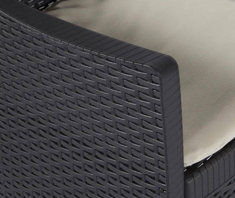 Salon intérieur et extérieur composé de : 2 fauteuils et 1 table basse, avec 2 coussins, Made in Italy, couleur Anthracite - 5