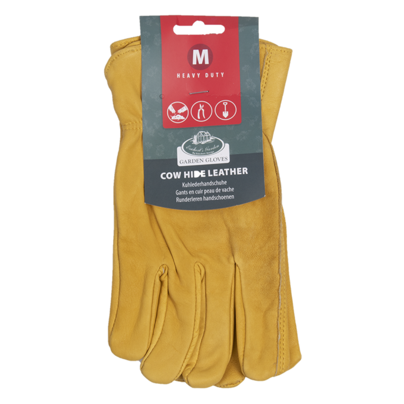 Gants de jardin en cuir- Taille M - Jaune - l 12,8 x L 23,4 cm - 3