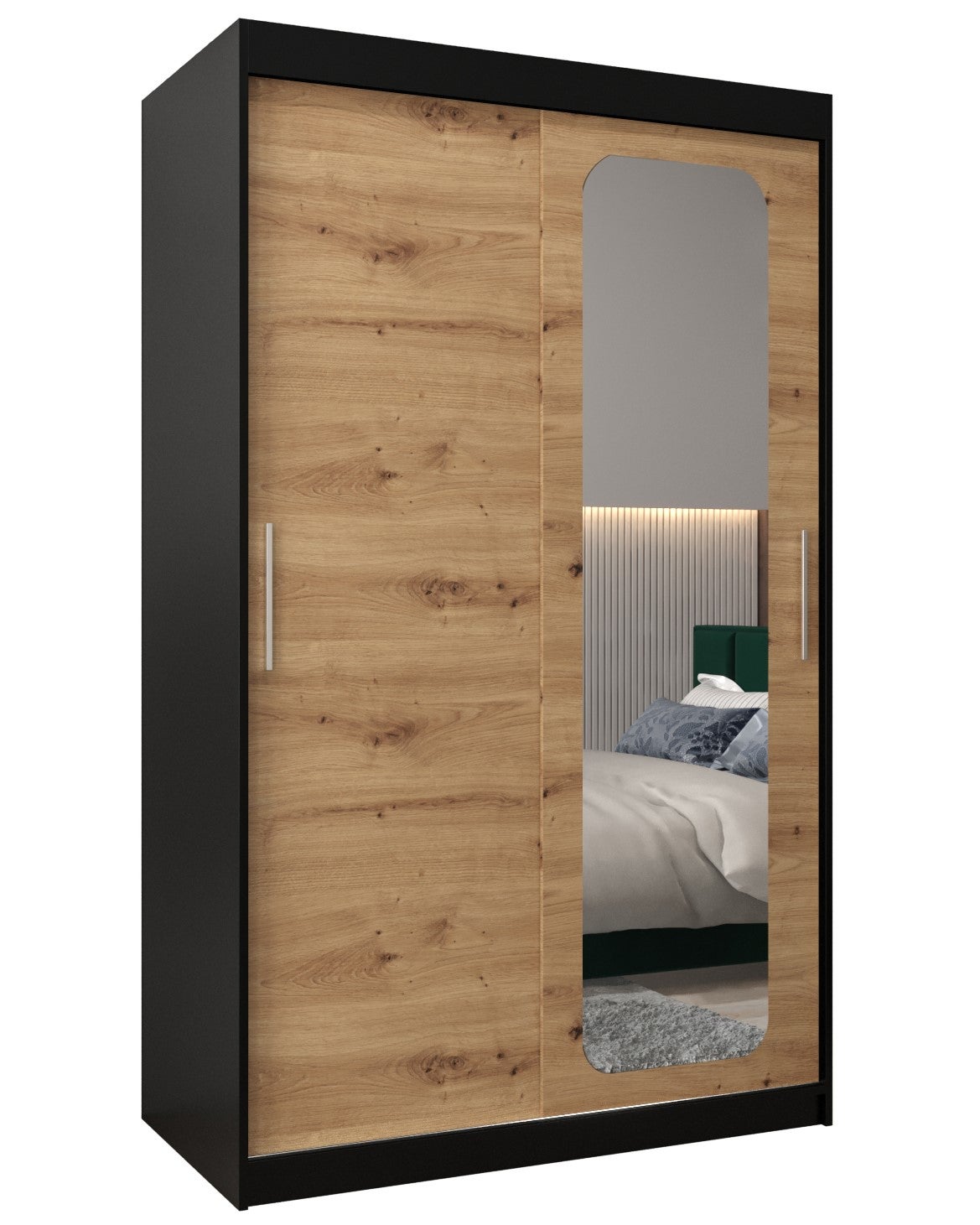 Szafa przesuwna garderoba PROMO T2 120 x 62 x 200 cm Czarny + Artisan - Abiks Meble