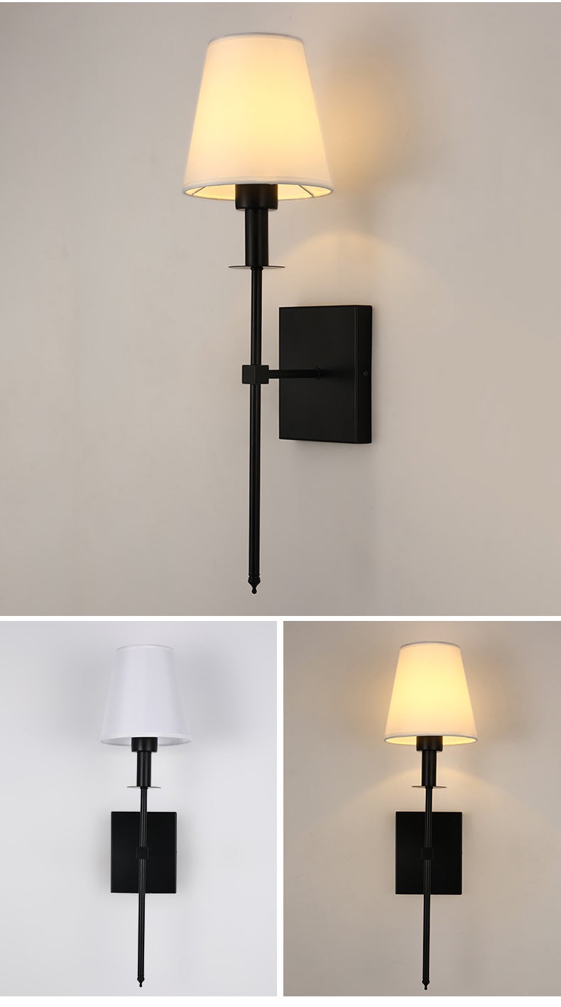 2 applique in stile loft retrò, bar, paralume in tessuto moderno, lampade da comodino per hotel, attacco a vite E27, tricolore, con telecomando. - 3