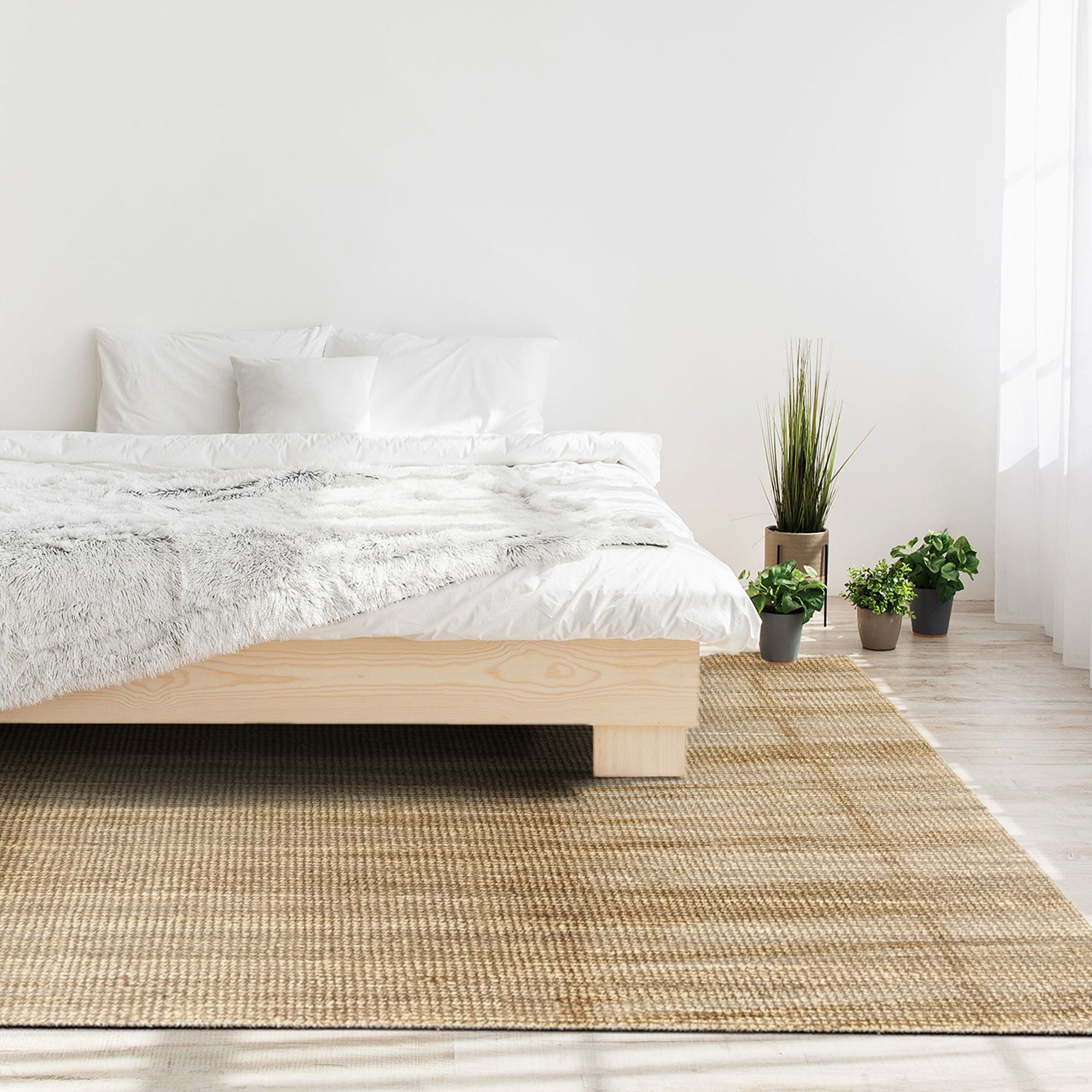 Hamid - Tapis en jute bouclé naturel 300x250 cm - Tapis naturel pour salon, chambre et salle familiale - 2