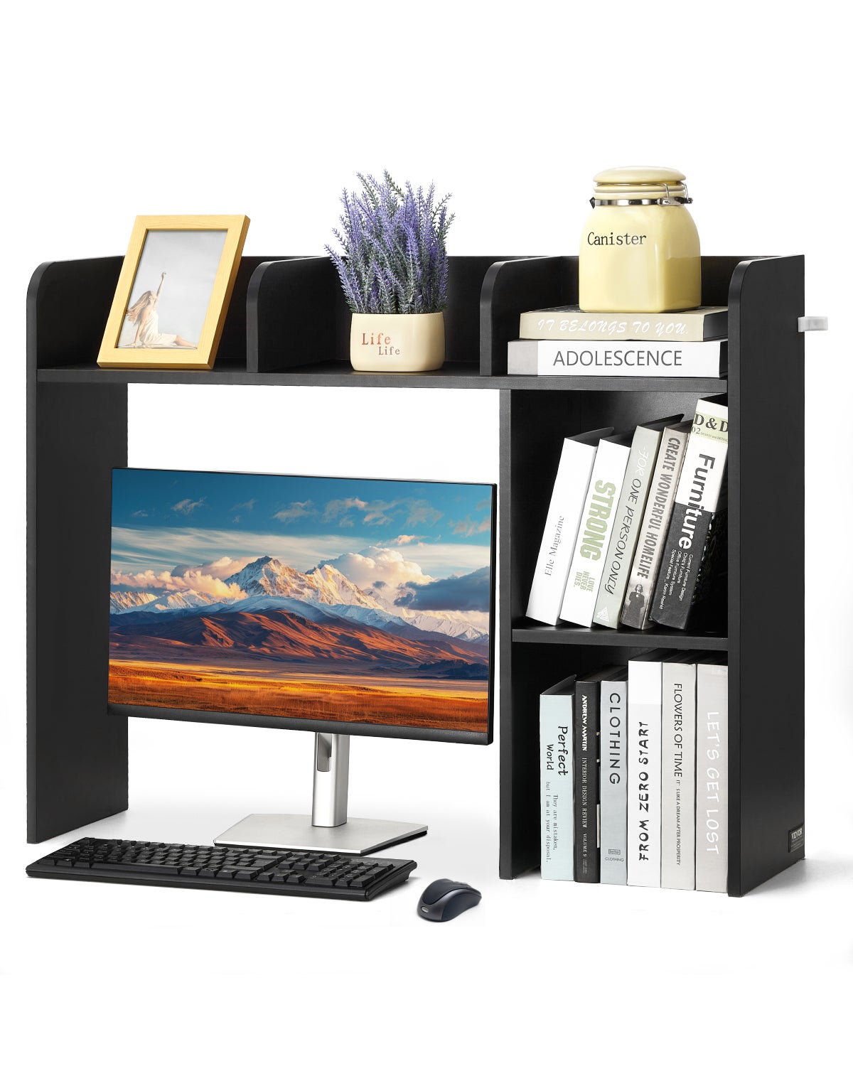 VEVOR Étagère à Poser sur Bureau à 2 Niveaux, Bibliothèque de Bureau 94,5x24,1x73,4 cm, Organisateur de Bureau en Bois, avec Pieds Antidérapants, Support de Rangement Stable pour Maison Dortoir, Blanc VEVOR Étagère à Poser sur Bureau à 2 Niveaux, Bibliothèque de Bureau 94,5x24,1x73,4 cm, Organisateur de Bureau en Bois, avec Pieds Antidérapants, Support de Rangement Stable pour Maison Dortoir, Blanc