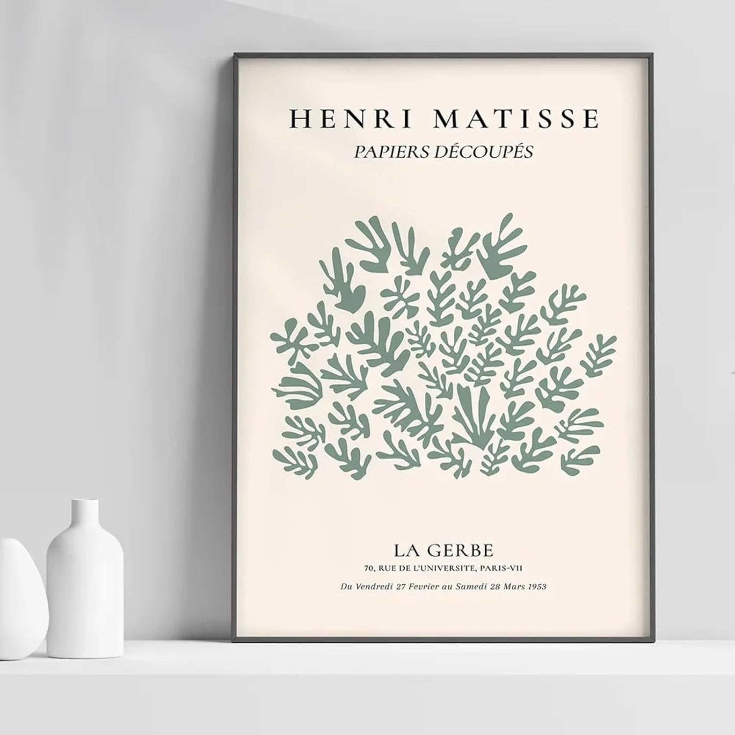 Lot de 6 impressions sur toile vert sauge, style vintage esthétique, décoration murale salon chambre à coucher, sans cadre, 20×25 cm - 4