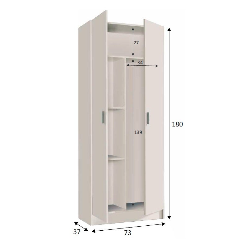 Armario de 2 puertas escobero Clean-Blanco - 7