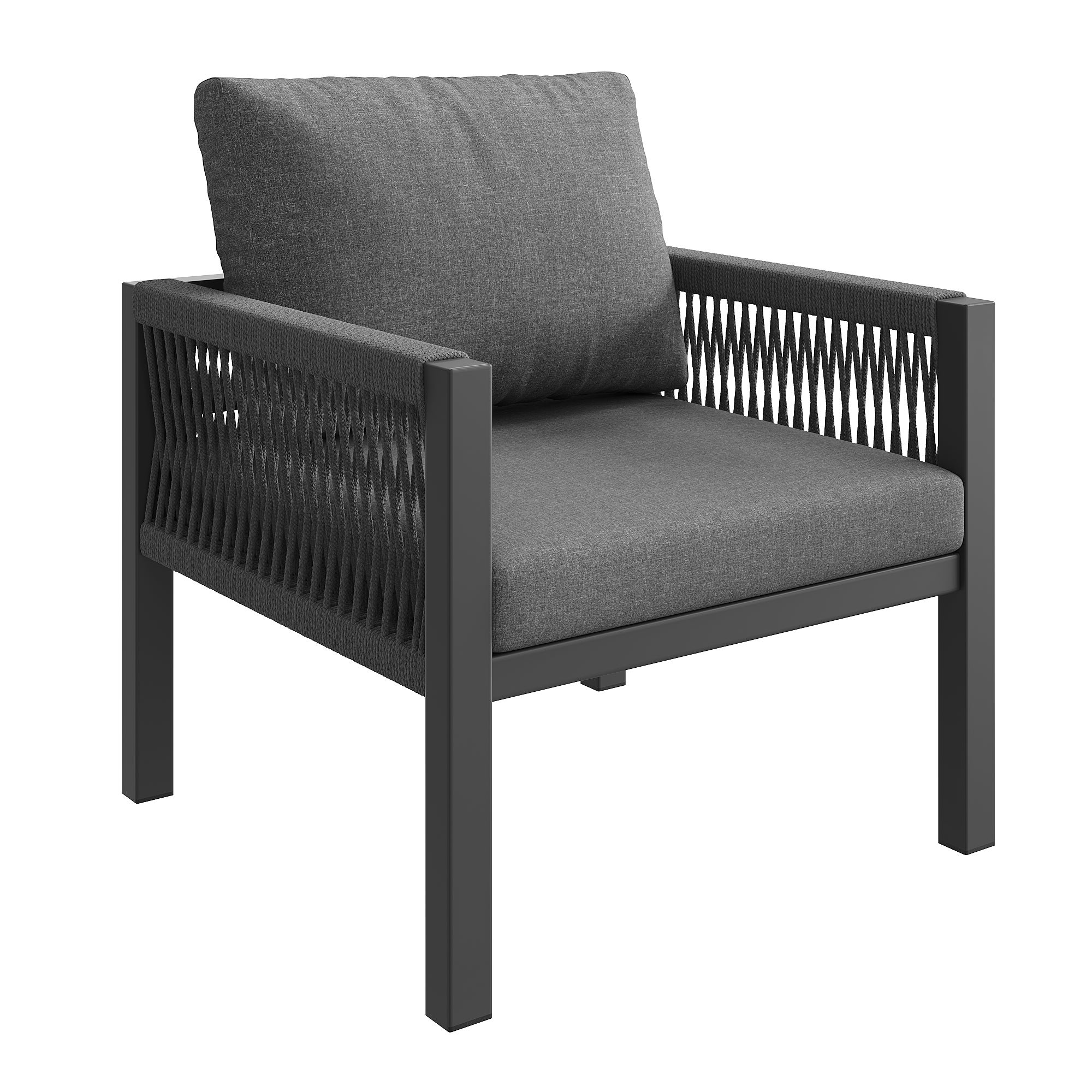 Conjunto Jardín Exterior de Trenzado a mano 9 Plazas Set Jardín en Forma de L con Sofá de Esquina+1 Mesa de Cristal Marmolado+1 Sillón+ 1 Banco - Gris - 8
