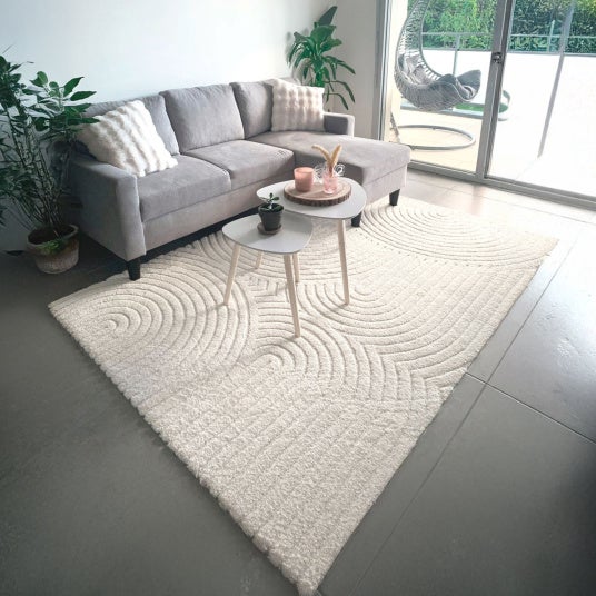 Tapis de salon en relief - Circle - Courbe crème - 120 x 170 cm - 2