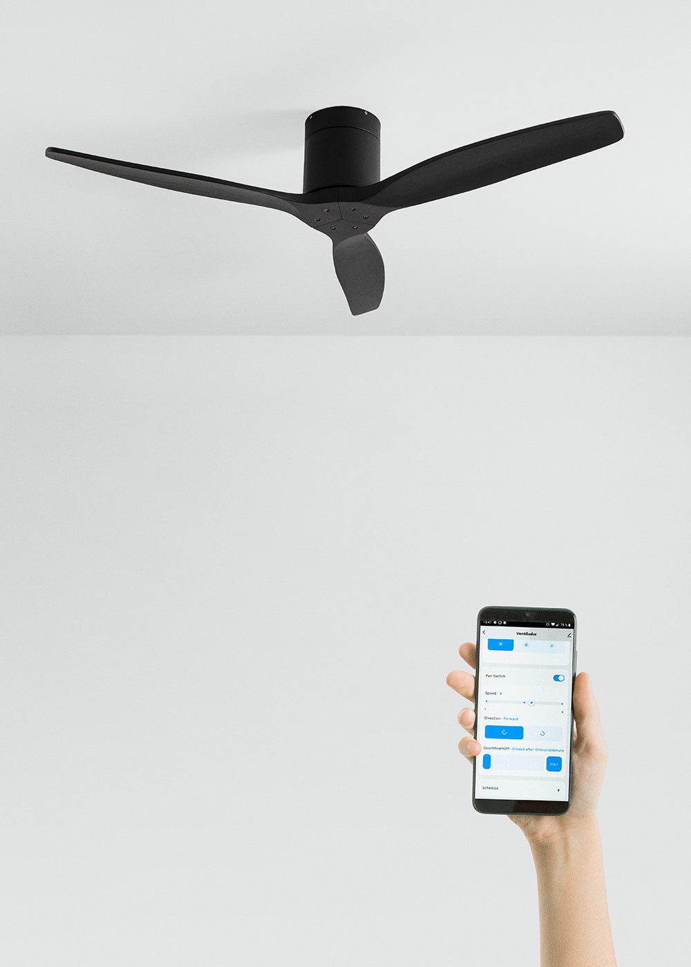 CREATE - WIND CALM M - Ventilateur de plafond silencieux 40W avec pales techniques en ABS Ø132cm sans eclaraige avec wifi - 4
