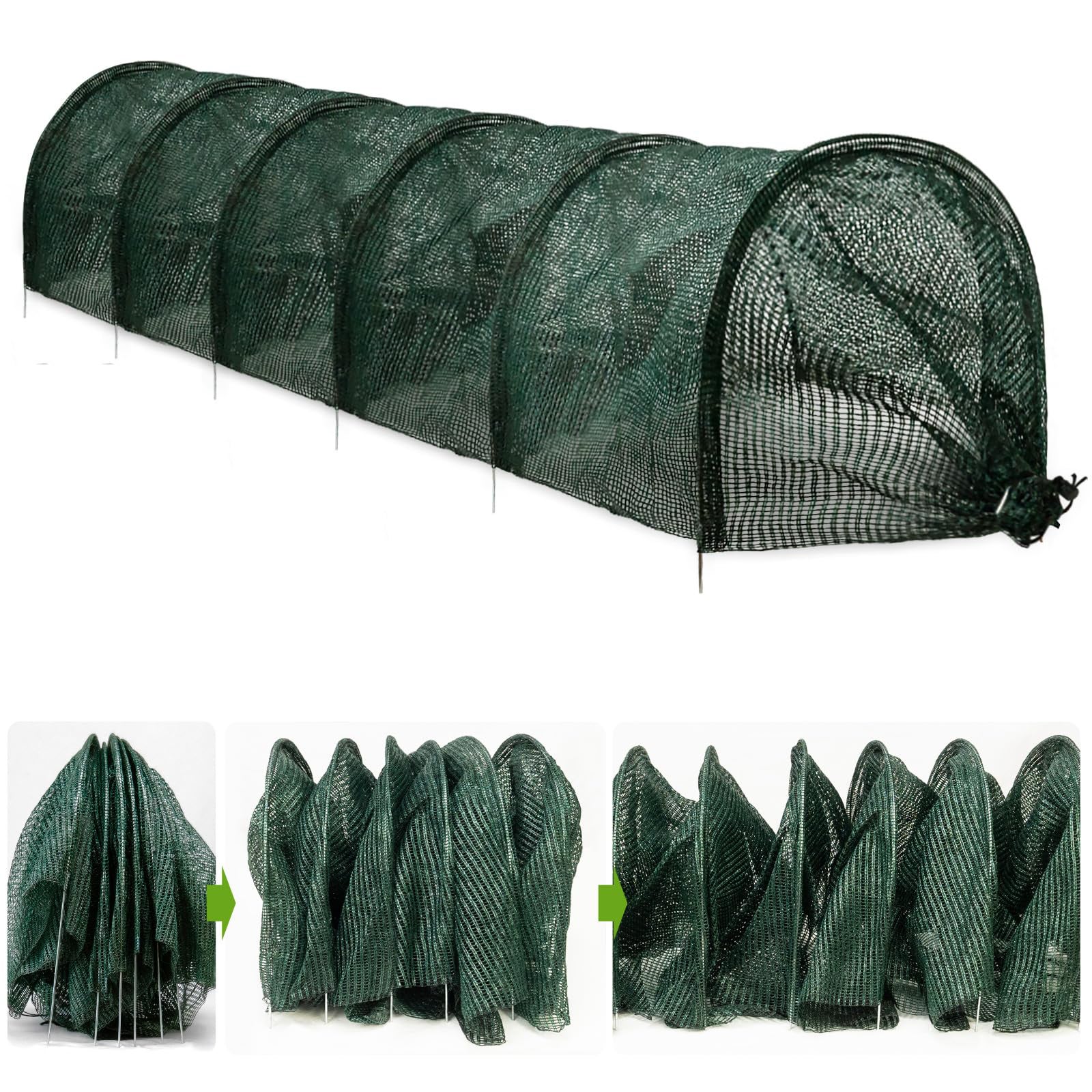 Tunnel Serra Da Giardino 300x45x45 Cm - Copertura PE O Rete Parasole, Con Telaio In Filo D'Acciaio
