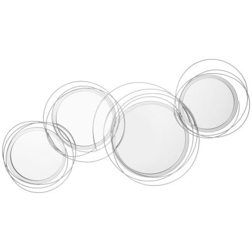 Set de 3 espejos para decoración mural, decoración mural con 4 espejos redondos, plateado – comfortxl