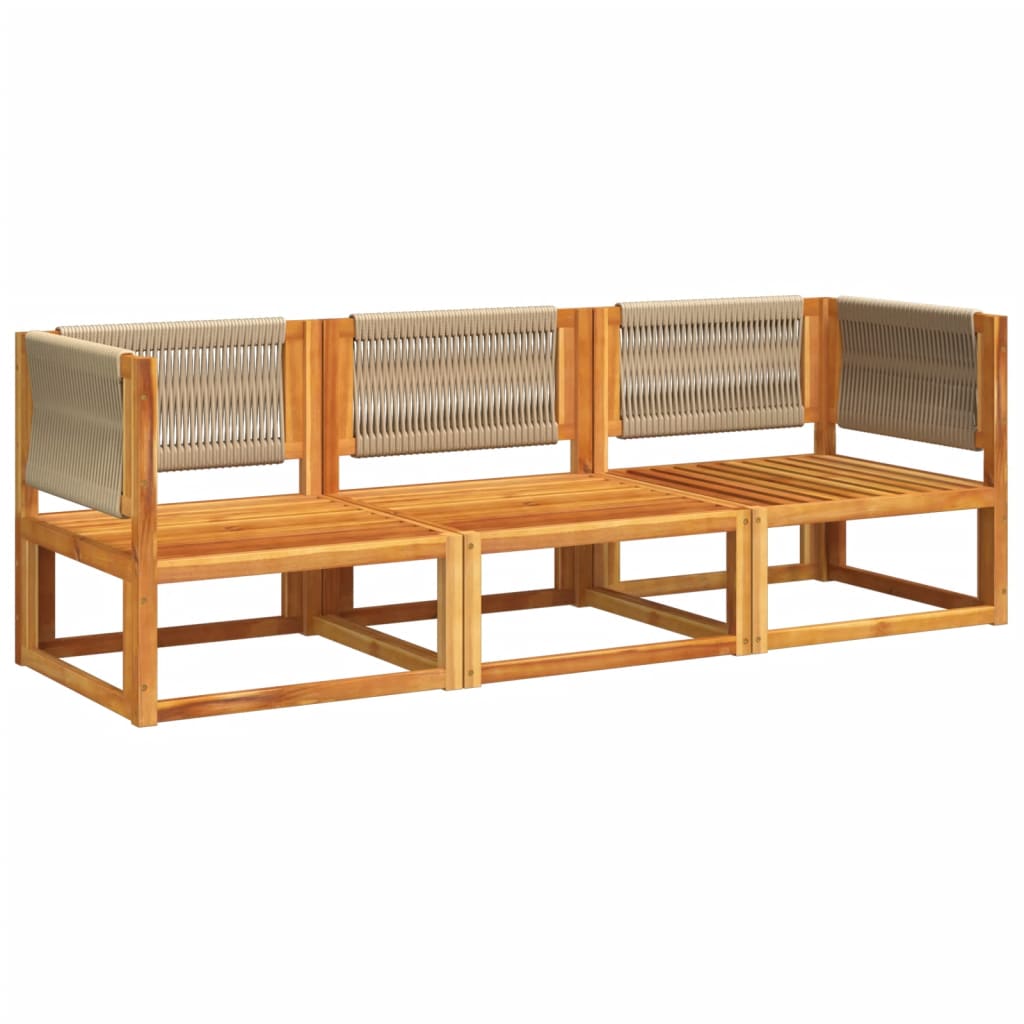 Salon bas de jardin en bois Marron 3 personnes - 3