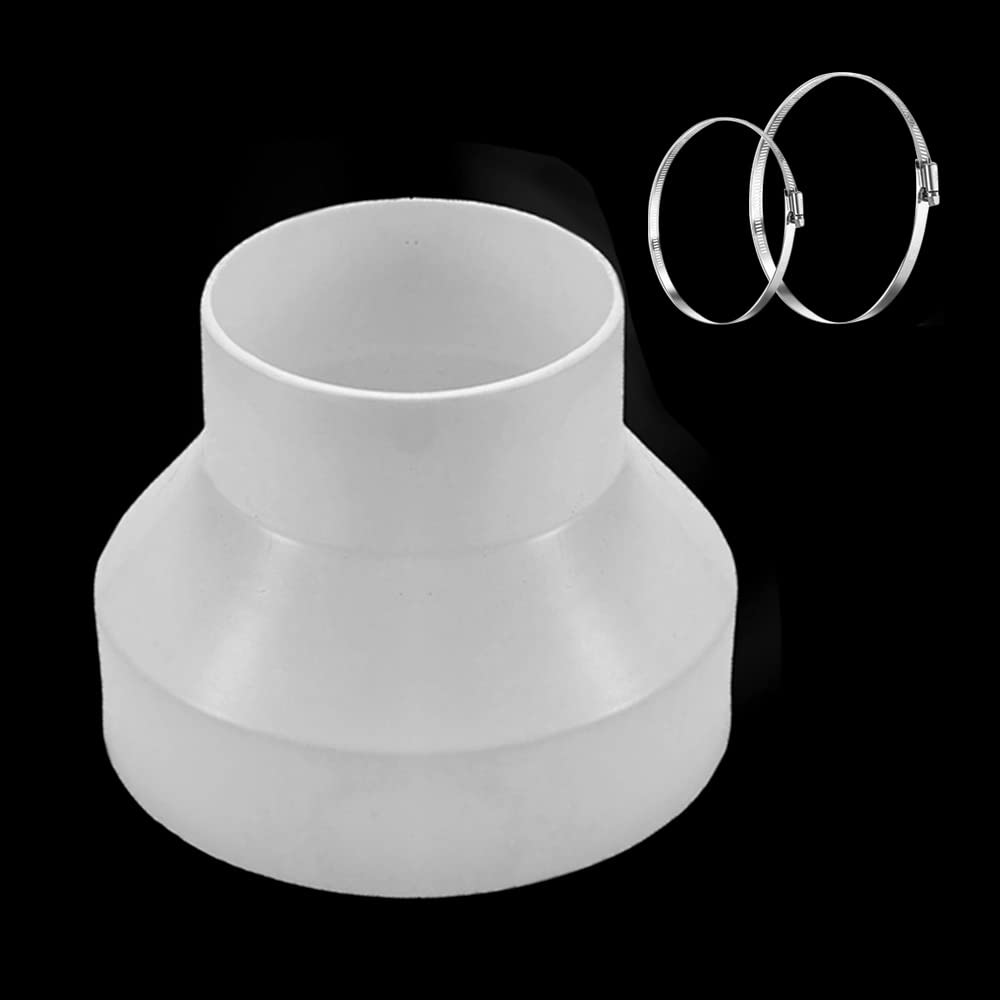 Reduktor do przewodów 150 mm na 100 mm z ABS z 2 zaciskami ze stali nierdzewnej Uniwersalny adapter do rur wentylacyjnych Złączka redukcyjna