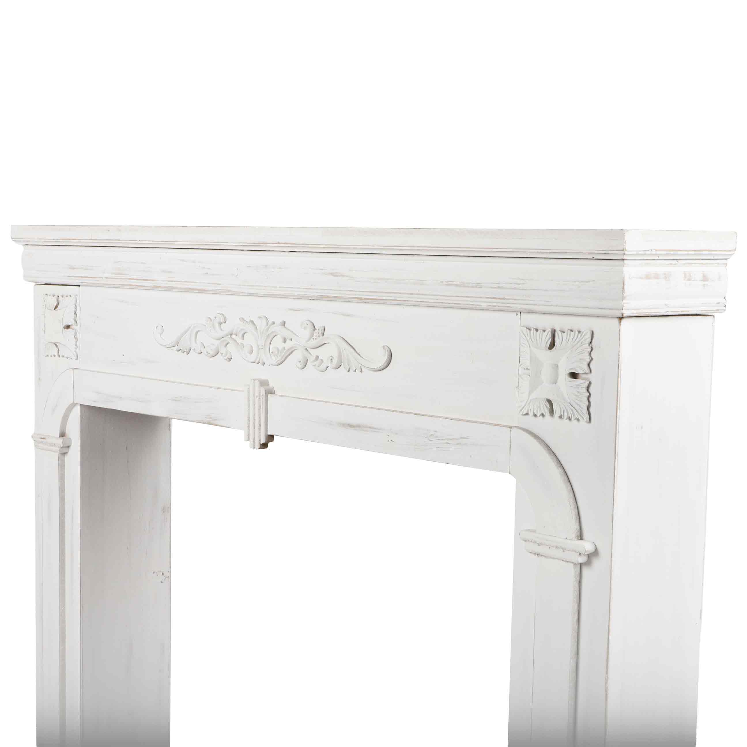 CONTOUR DE CHEMINEE EN BOIS BLANC CERUSE 104X17XH100CM - 6