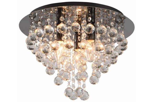 Lampa sufitowa wisząca London Crystal czarna 3xE14x40W kryształki wym: 26 x 38 x 38 cm metal Reality