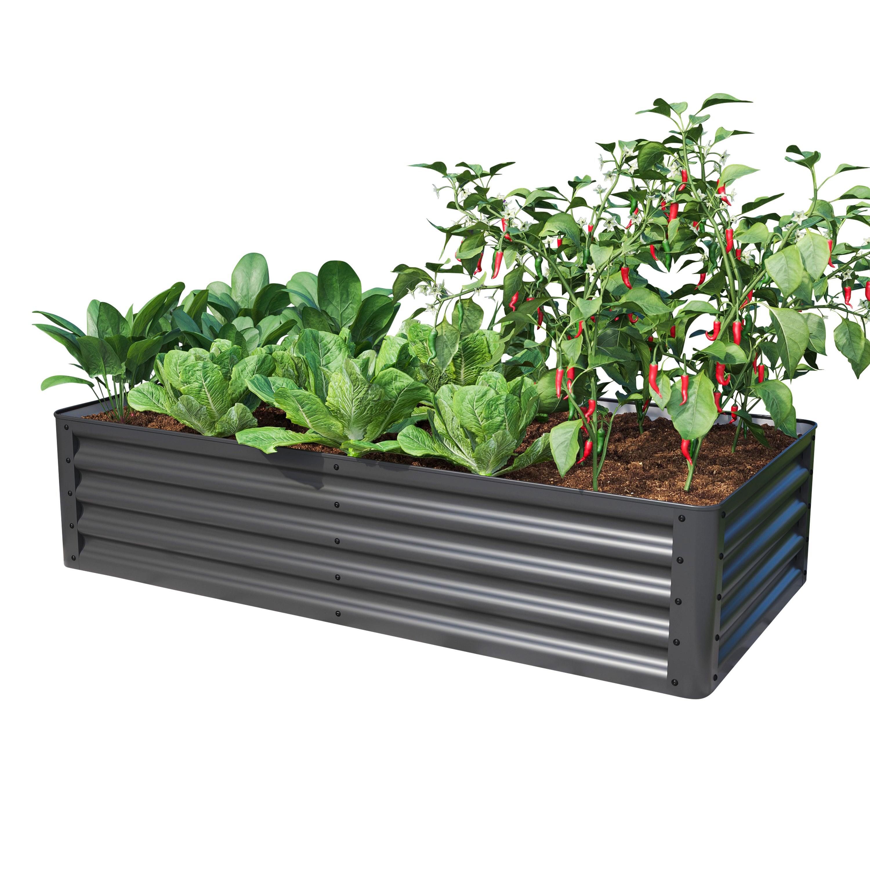 150 x 75 x 35 cm Grzadka podwyzszona, stal, antracyt