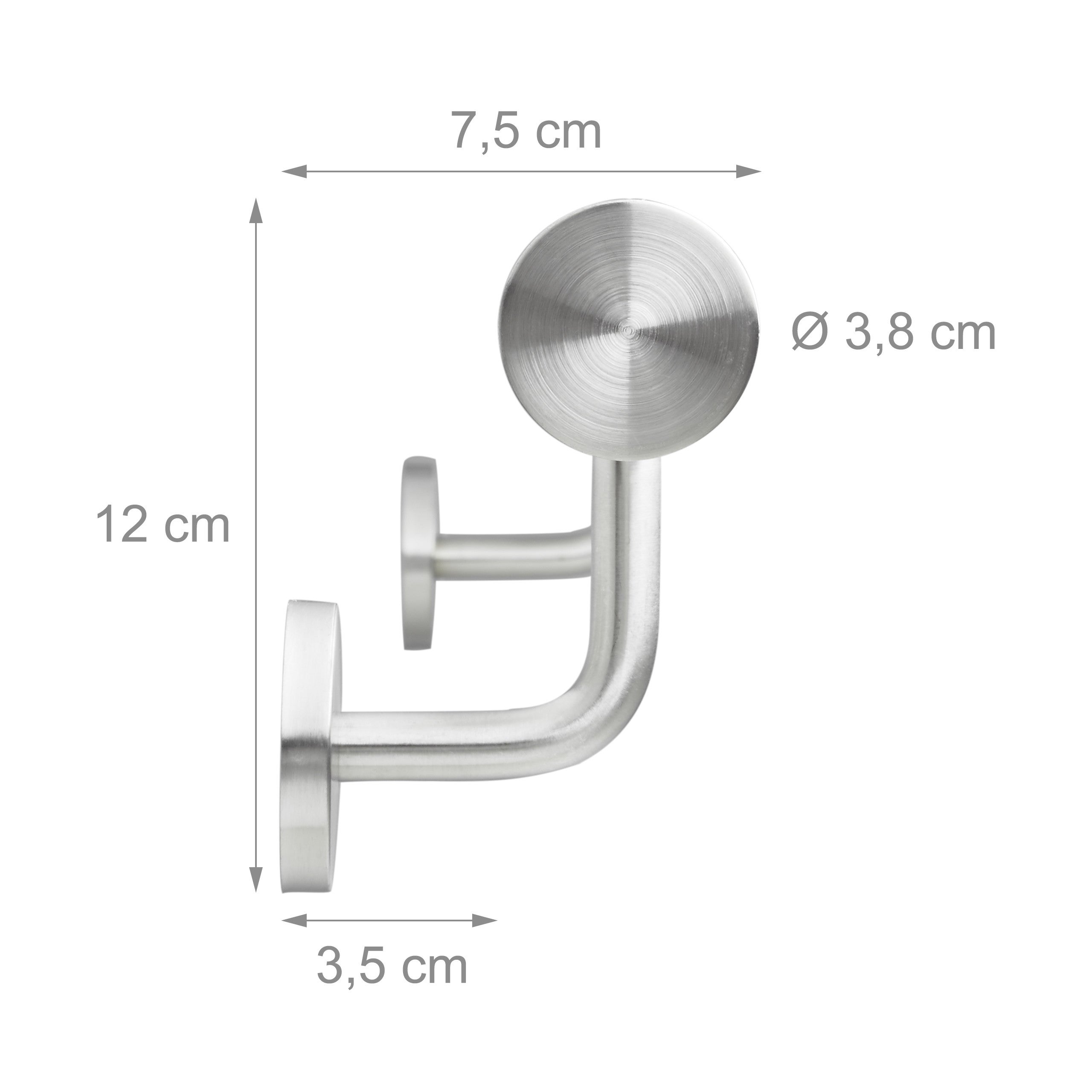 Main courante, inox 201, rampe d'escalier rond, intérieur & extérieur, 100cm, Ø 38 mm, support mural, argenté, Relaxdays - 4