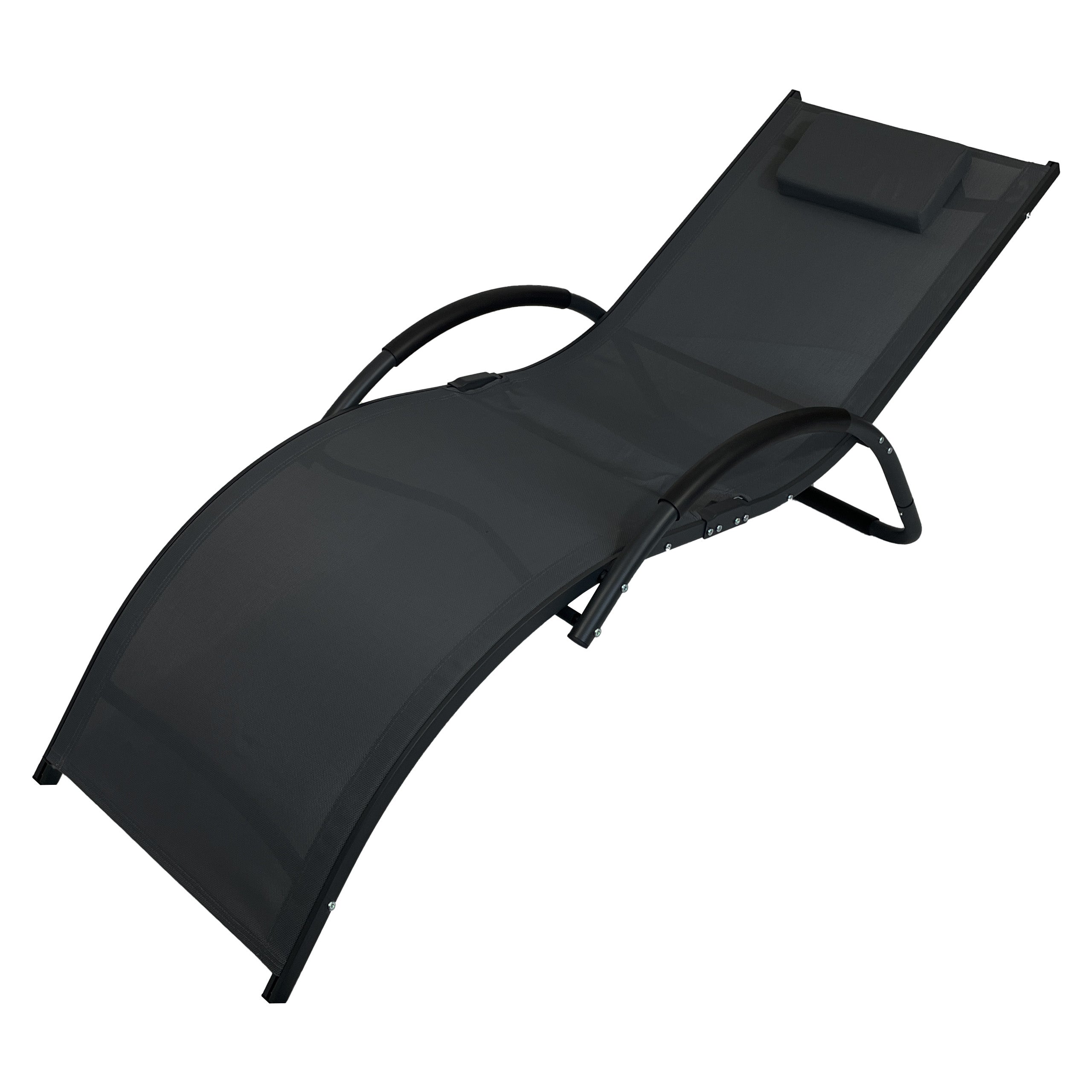 Leżak aluminiowy ogrodowy mocny fotel leżanka zero gravity Swing czarny