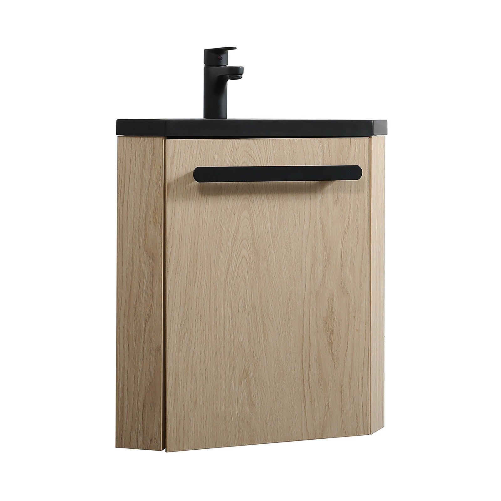 Ensemble lave-mains d'angle suspendu avec robinet noir - 2
