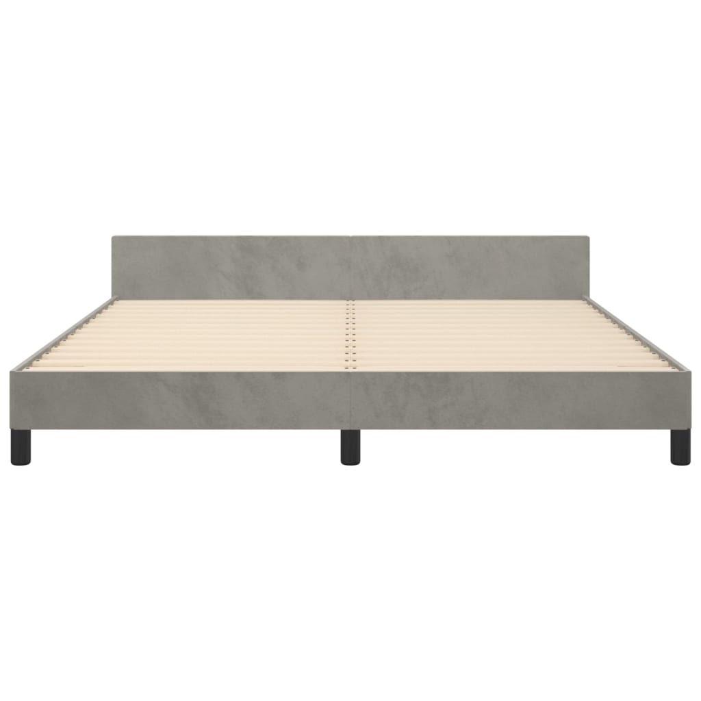 Cadre de lit sans matelas gris clair 160 x 200 cm en velours - 6