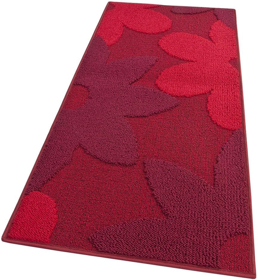 Dywan Kuchenny 57x270 cm Antypoślizgowa 100% Made in Italy Zmywalny Nowoczesny Kwiaty 3D Burgundowy