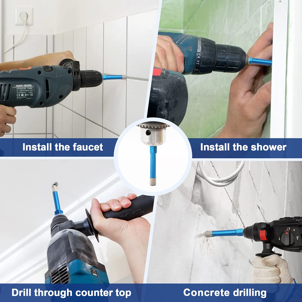 Forets Mèches Diamant Carrelage 6/6/8/10+6mm - BRSCHNITT Foret Céramique pour Porcelaine,Céramique, Granit,Carrelage（5 Pièces） - 3