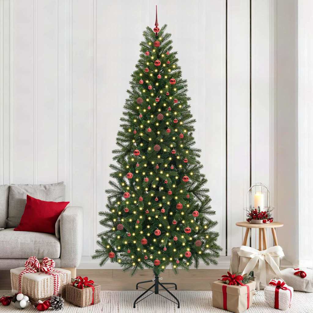 Sztuczna choinka z 300 diodami LED Zielony 240 cm PE i PVC vidaXL
