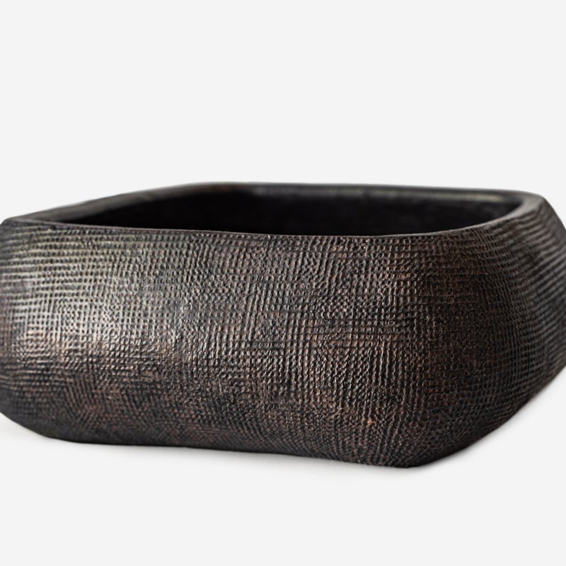 CIEMNOBRĄZOWA KWADRATOWA DONICZKA CERAMICZNA 20X20X9 CM