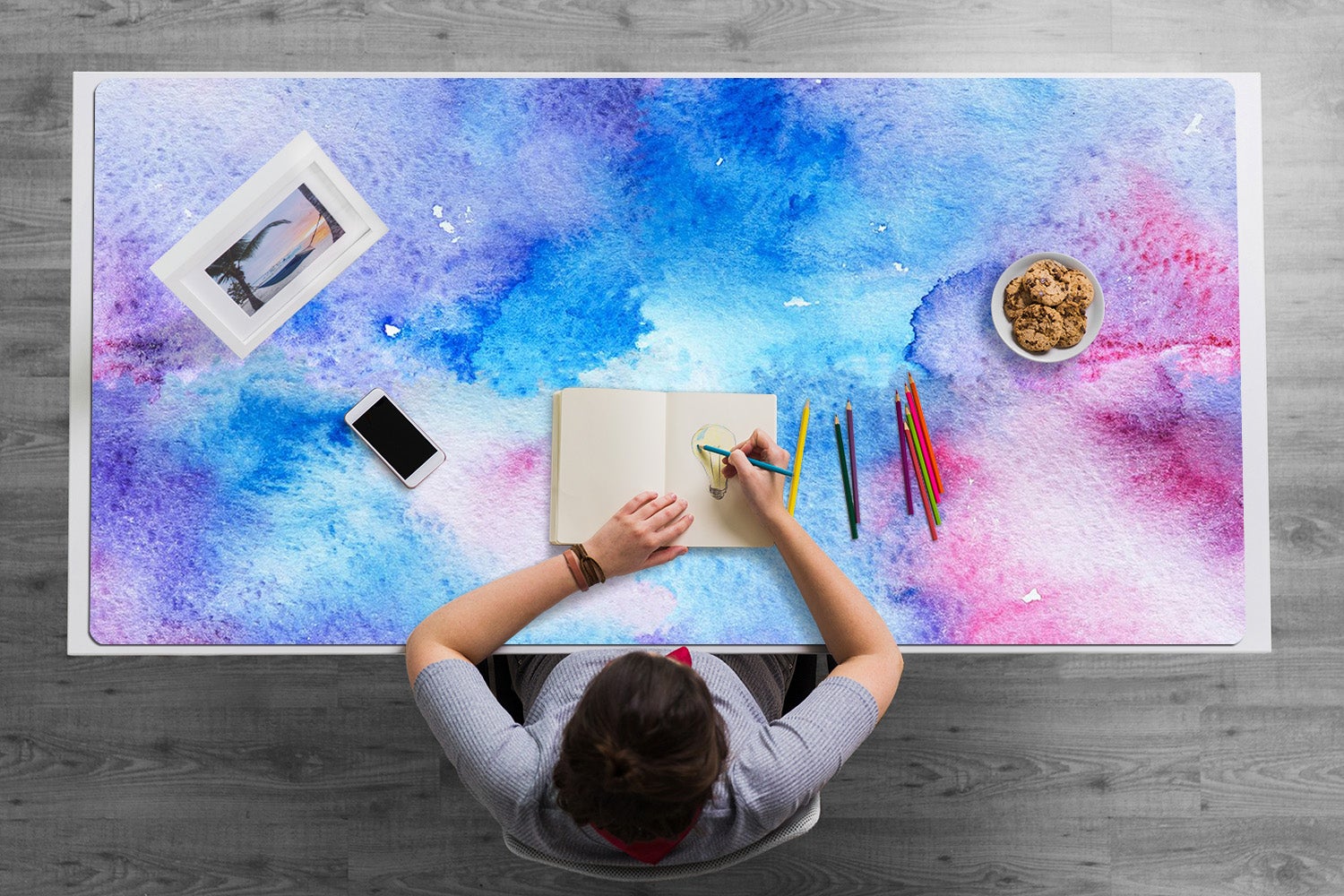 Podkładka na biurko abstrakcyjne chmury 90x45 cm, nowoczesna mata ochronna – Tulup - 3