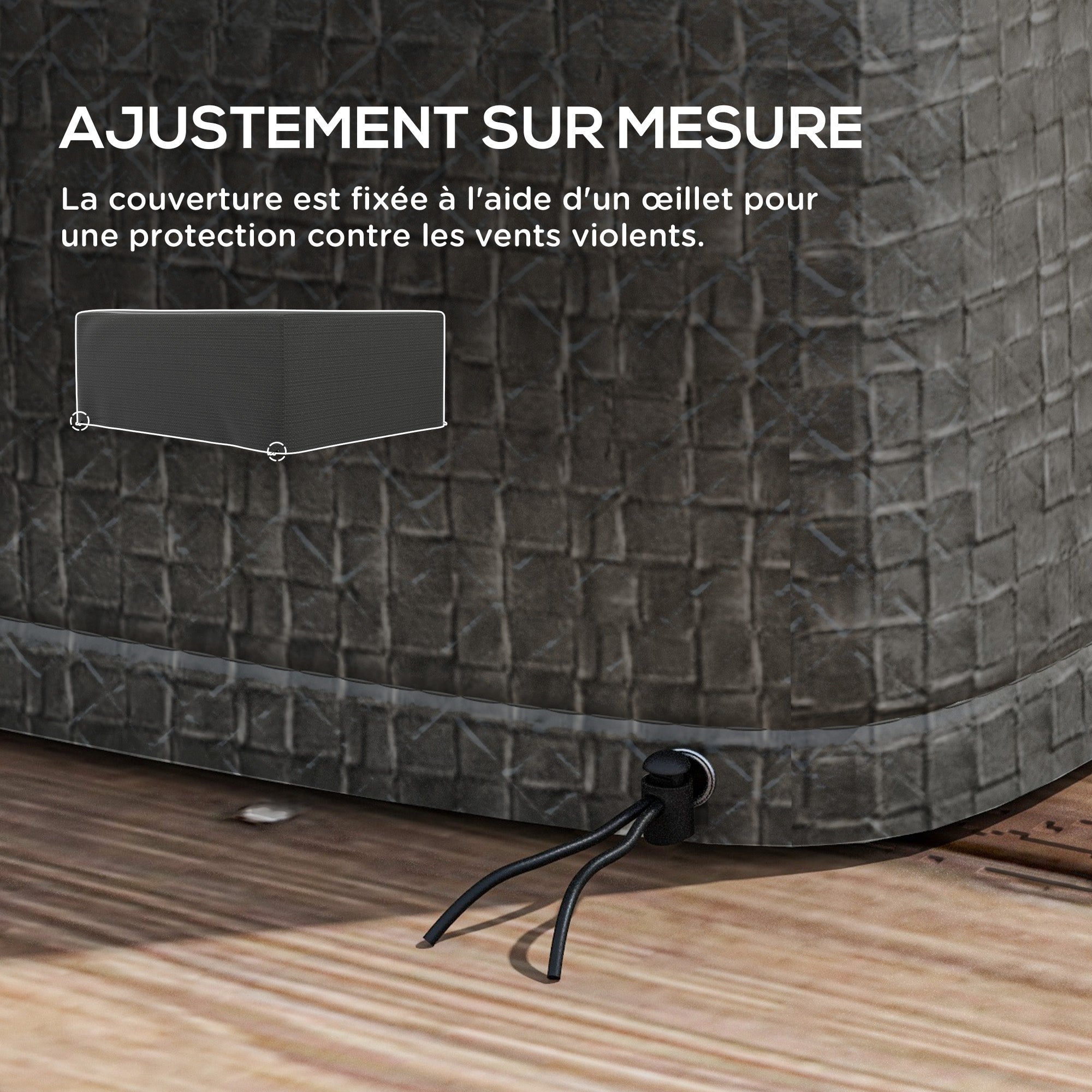 Housse salon de jardin extérieure - Outsunny - anti-UV - en polyéthylène de haute résistance - 235 x 190 x 90 cm - gris - 6