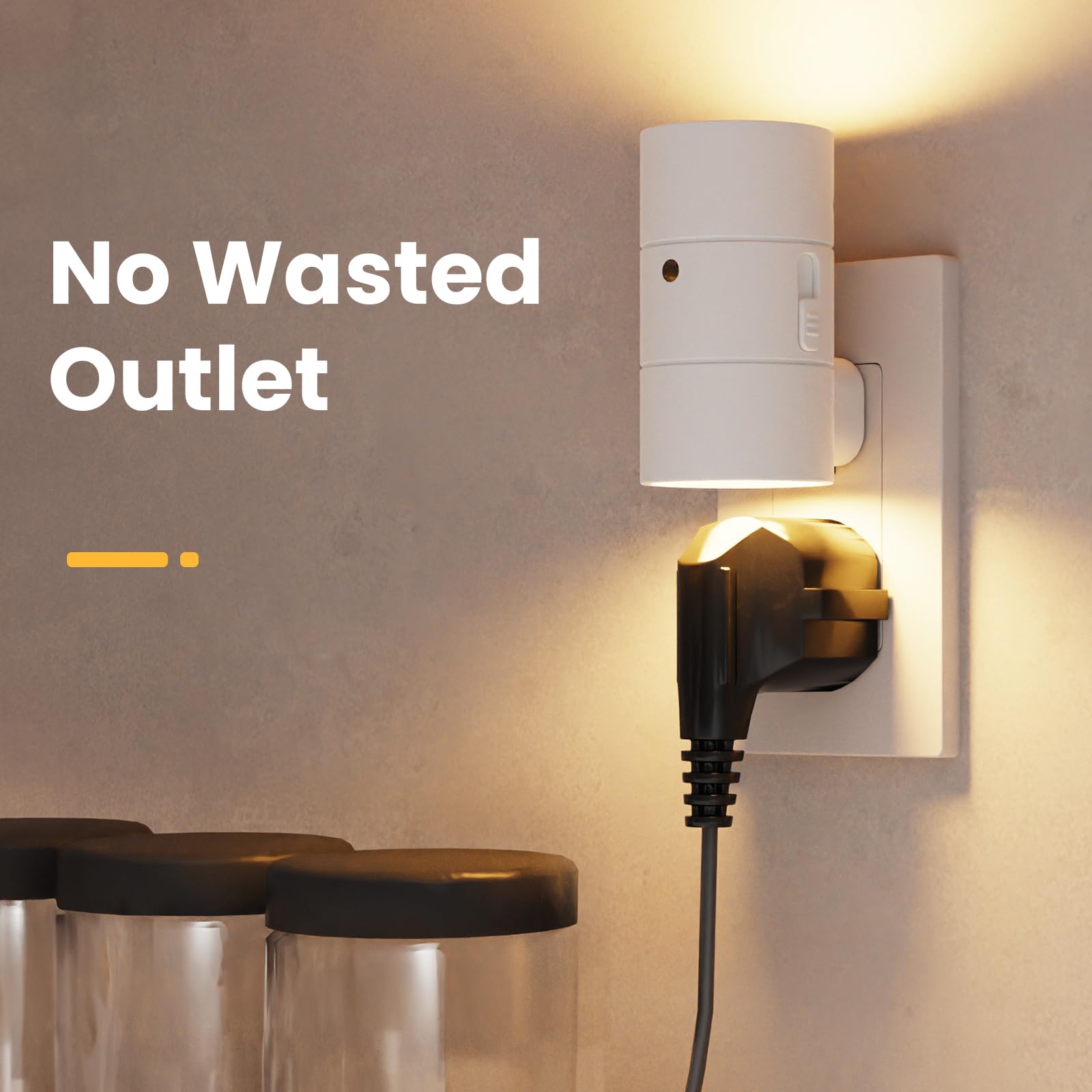 4 pezzi di luci notturne a spina bianco caldo, ultrasottili, sensore dal tramonto all'alba, applique dimmerabili, lampada da comodino - 7