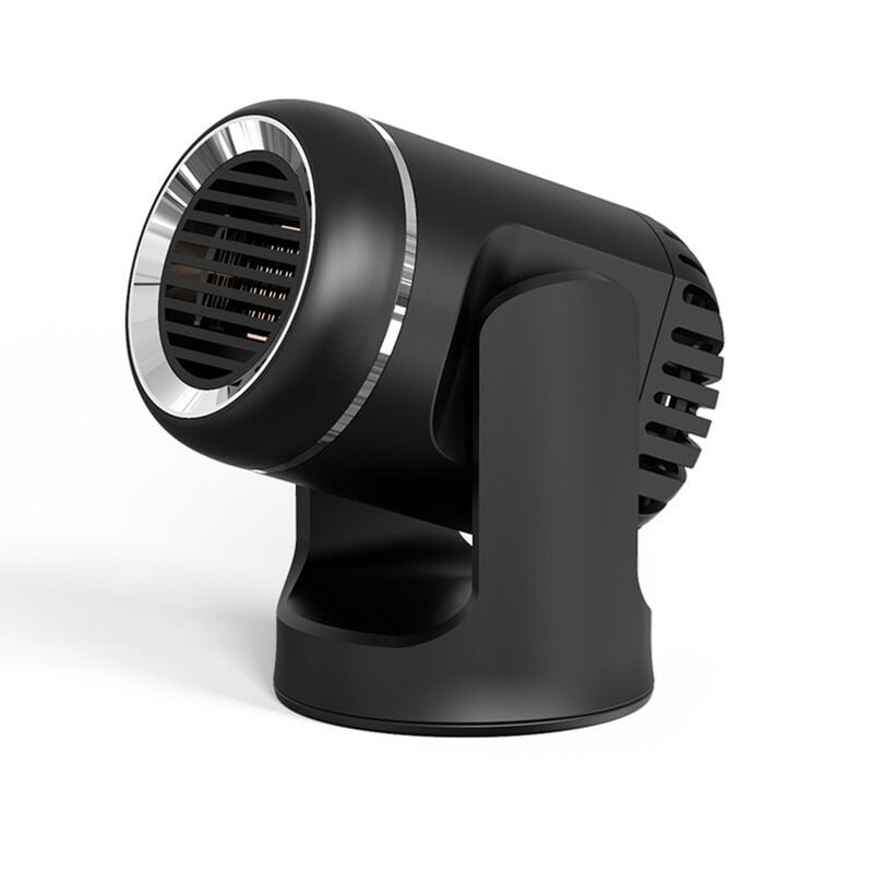 Czarny grzejnik samochodowy 12 V z obrotem 360°, wentylacją i zabezpieczeniem przed przegrzaniem