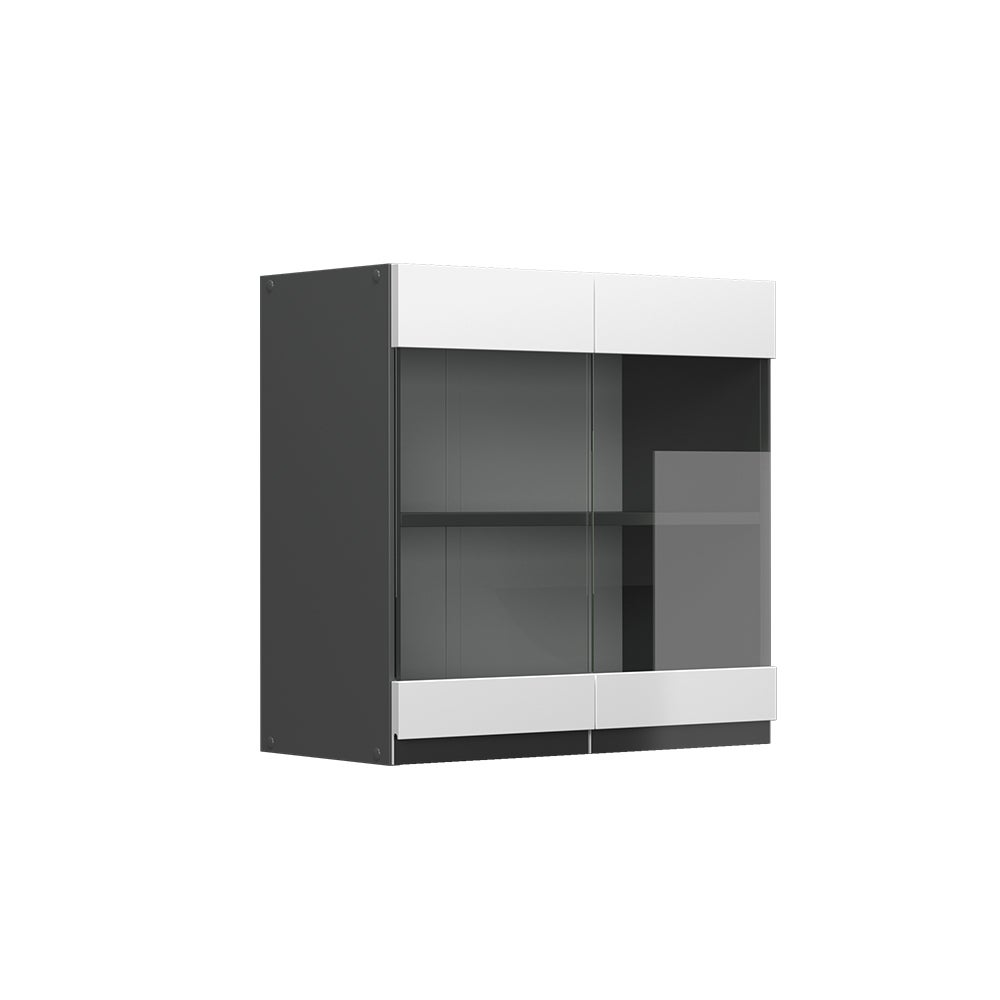 Vicco Szklana szafka kuchenna R-Line, Biały, 60 cm J-Shape