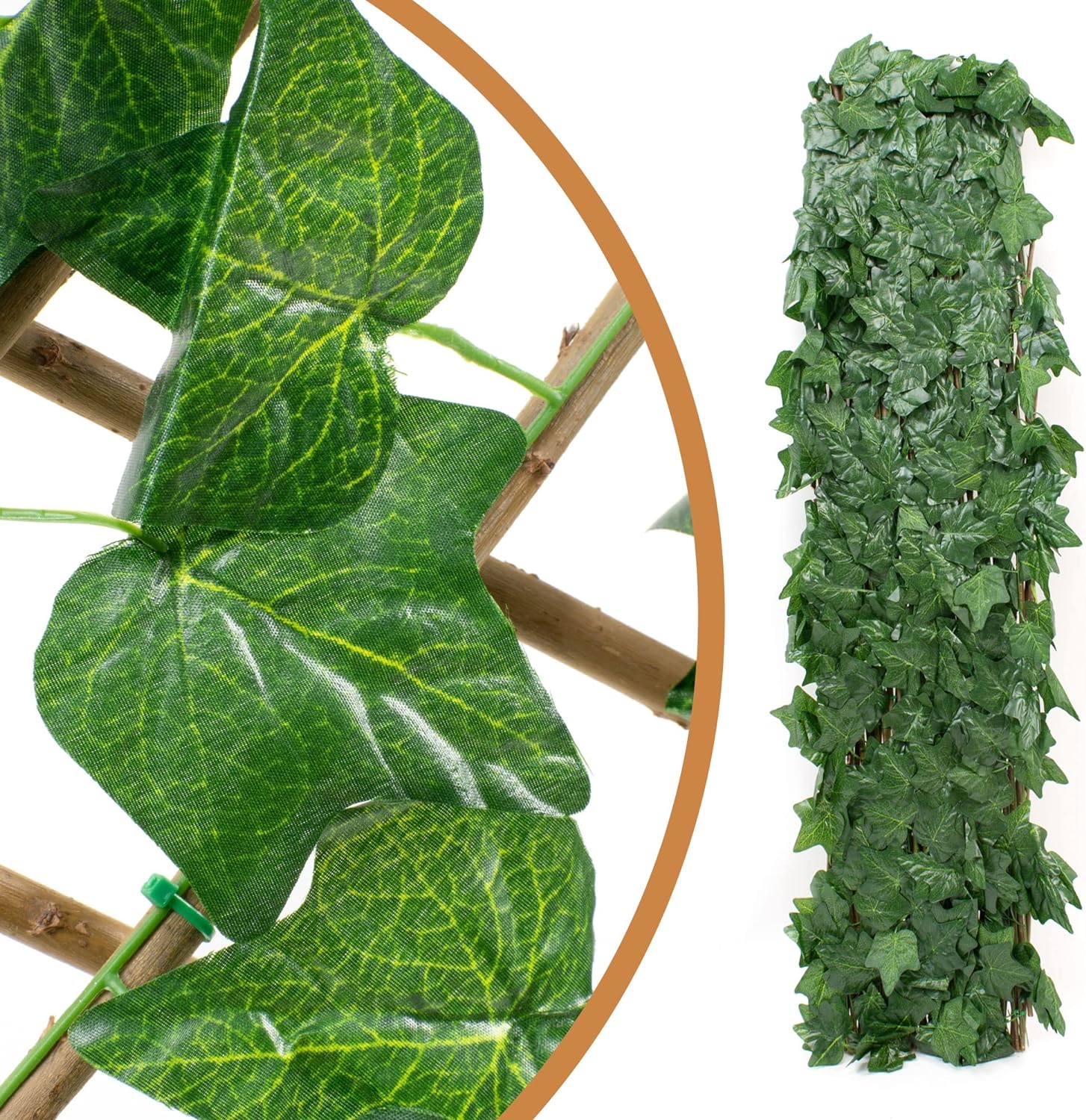 Treliça extensível de madeira com folhas para jardim 200x100 cm - 4