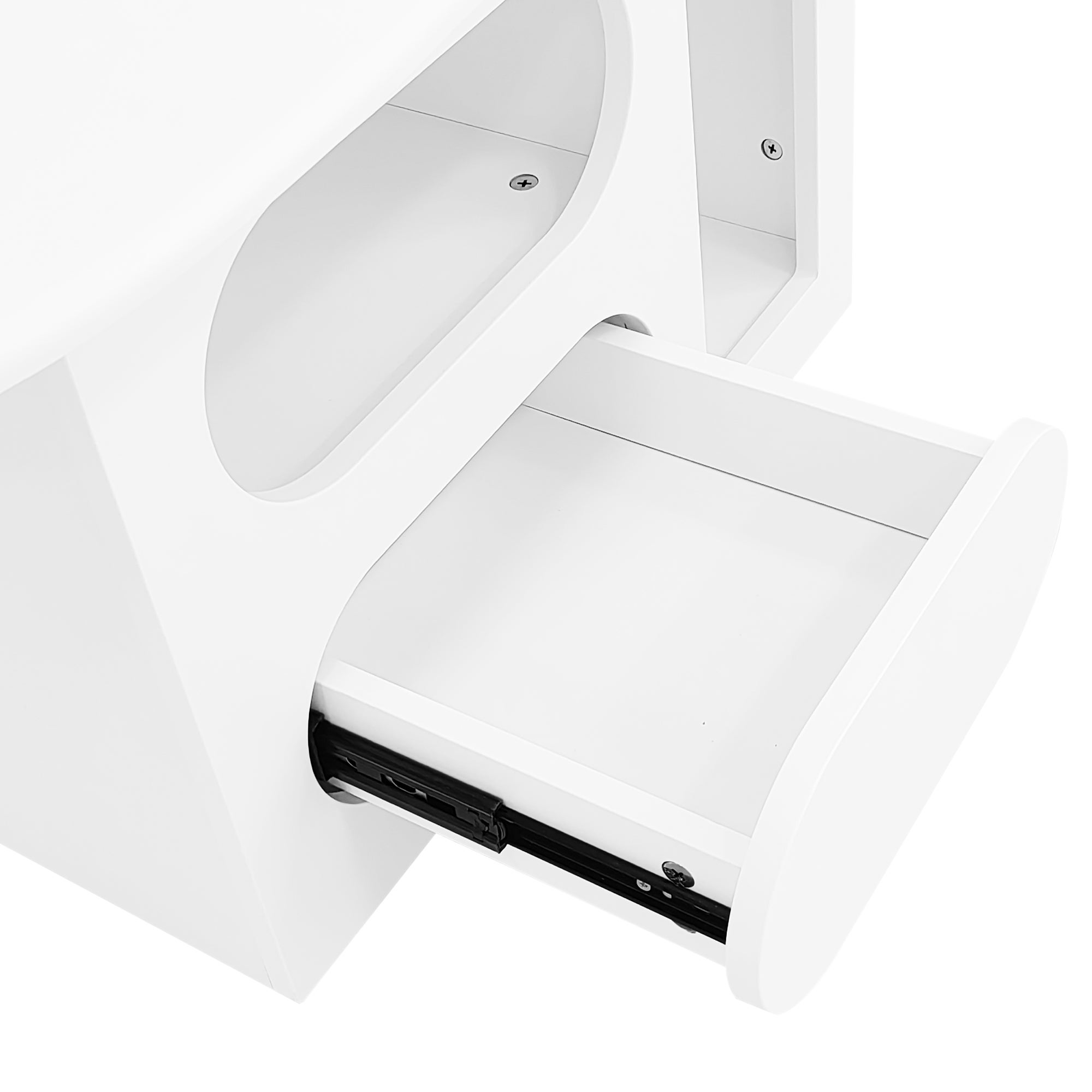 Stolik kawowy w kształcie chmurki z 1 szufladą i 2 otwartymi przegródkami - 97 x 45 x 43,5 cm - Płyta wiórowa - Biały - 9