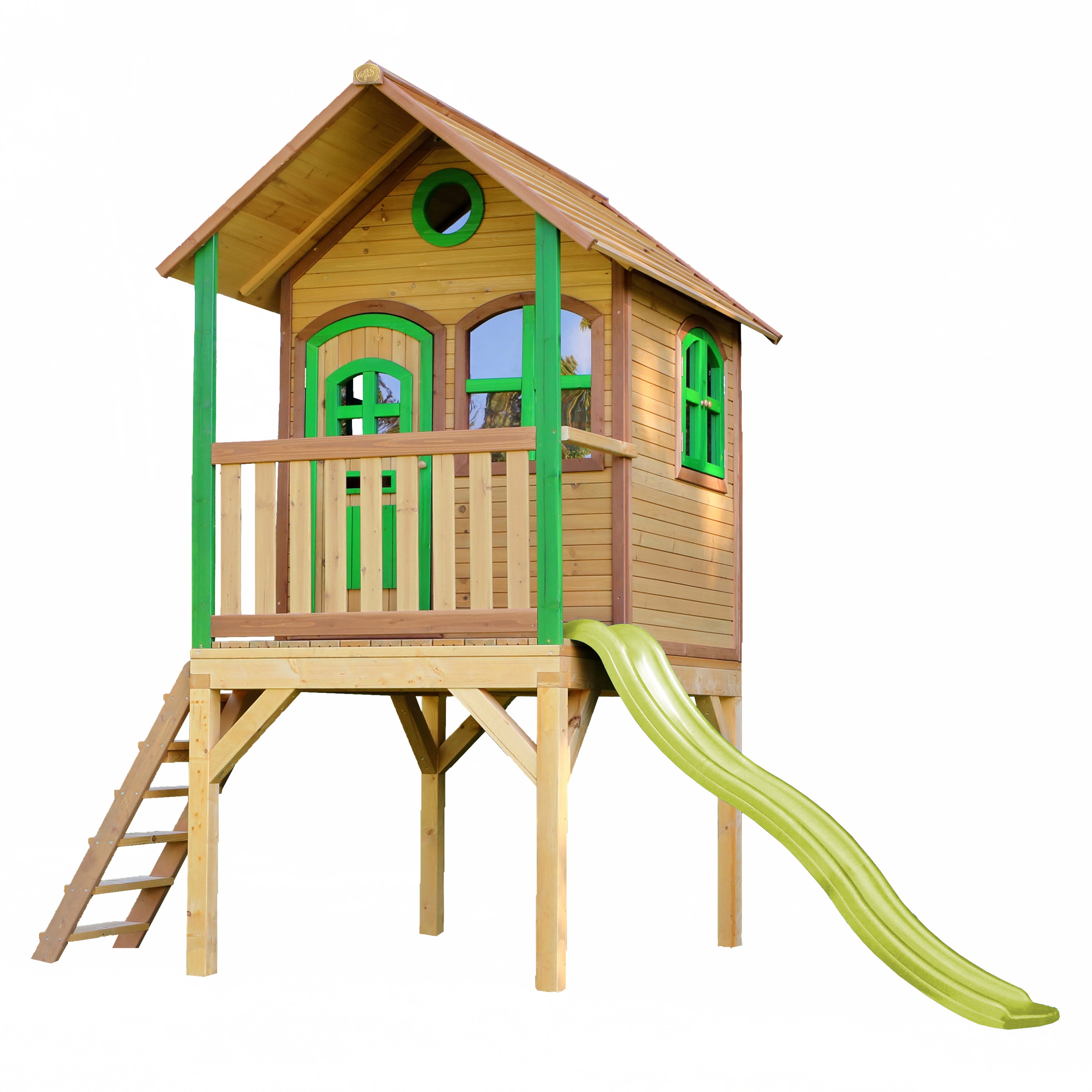 Cabane Enfant Timbela M503 – 2,63 M² En Bois Pin/épicéa – 178x241x151 Cm, 2 Fenêtres, 2 Portes, Porche – À Monter Soi-même