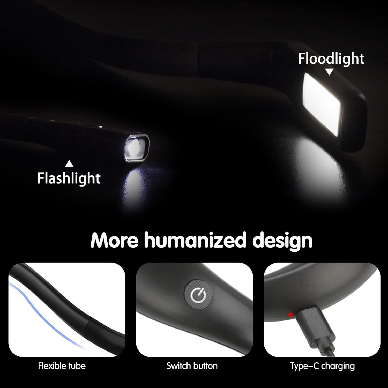 Lampe LED Pour Le Cou - Lumière Réglable, Rechargeable USB, Pour Tricot, Lecture, Camping