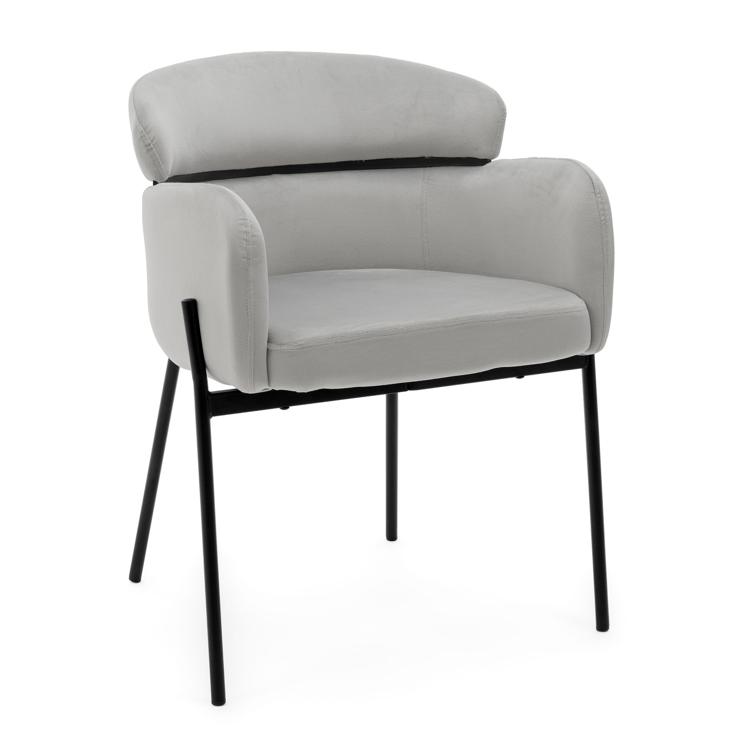 Krzesło tapicerowane welurowe do salonu jadalni BOLZANO jasnoszare