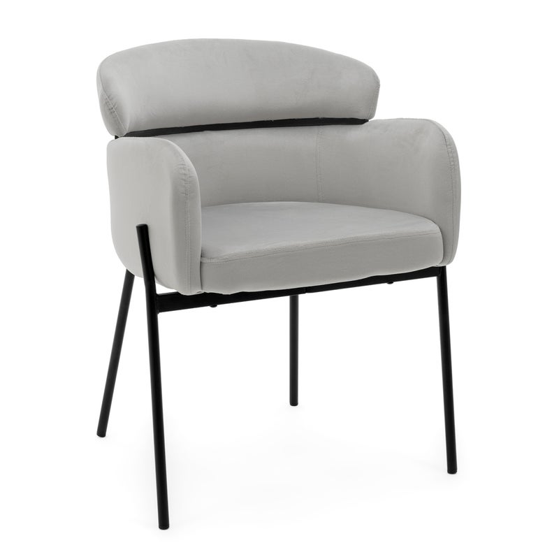 Krzesło tapicerowane welurowe do salonu jadalni BOLZANO jasnoszare