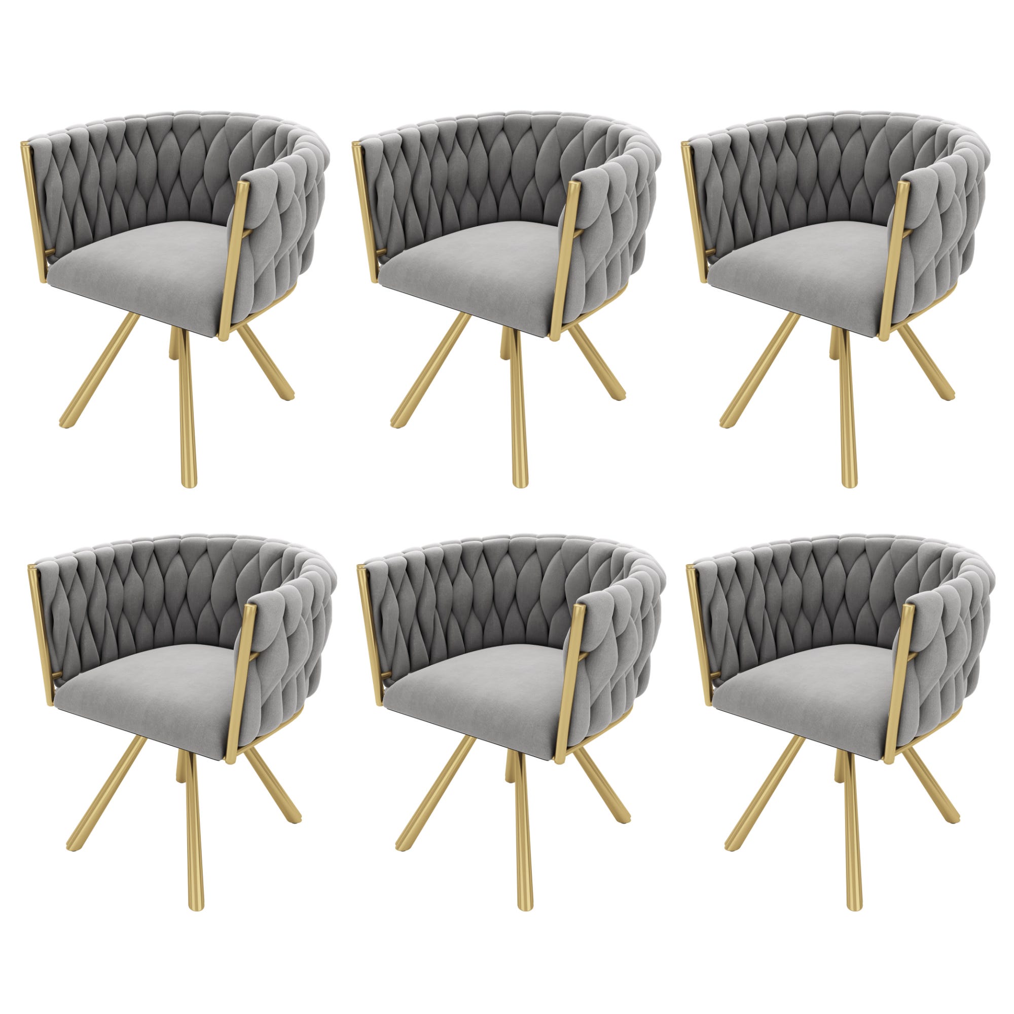 Chaise de salle à manger lot de 6 velours luxe pieds métal doré gris et or | Leroy Merlin Chaise de salle à manger lot de 6 velours luxe pieds métal doré gris et or | Leroy Merlin