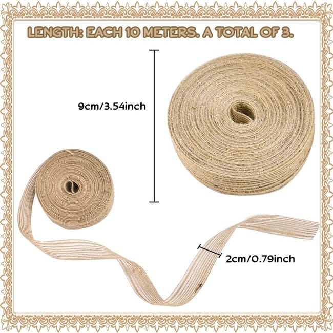 Le Ruban de Jute, Vintage Ruban en Toile de Jute, Rouleau de Ruban Fait Main, pour Bricolage Le Ruban de Jute, Vintage Ruban en Toile de Jute, Rouleau de Ruban Fait Main, pour Bricolage
