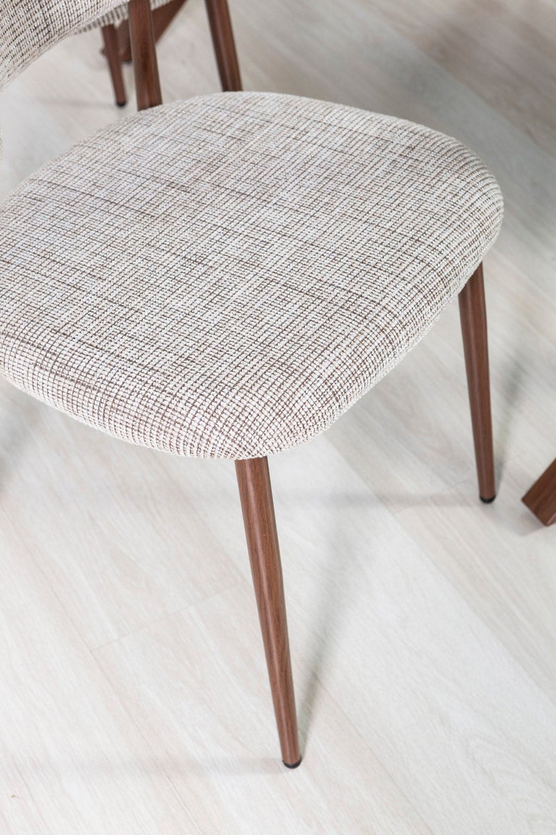 Paire de chaises rembourrées Moira en tissu avec pieds en métal effet bois - 6