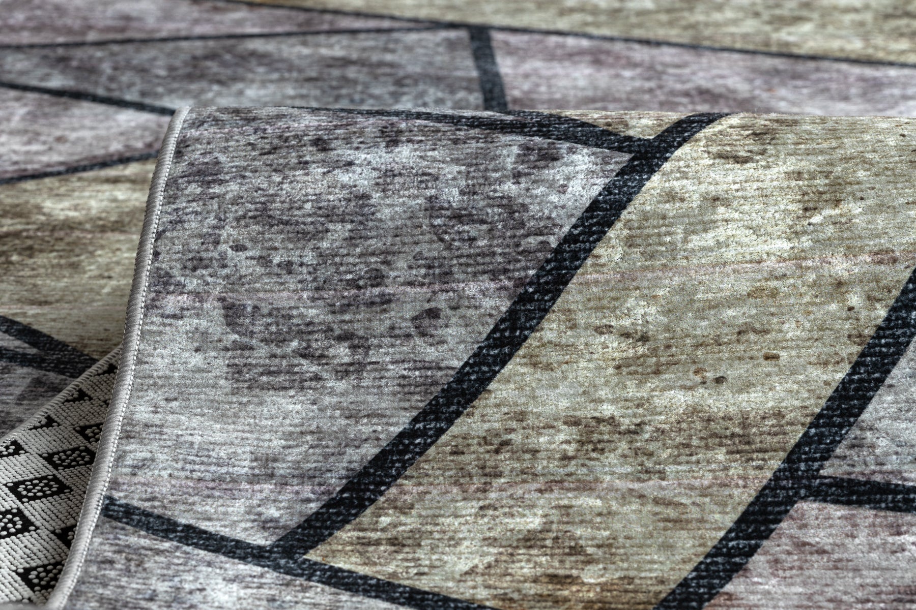 TAPIS DE COULOIR antidérapant LOTUS MOSAIC 22010 Mosaïque gris lavable 120cm 120x450 cm - 5