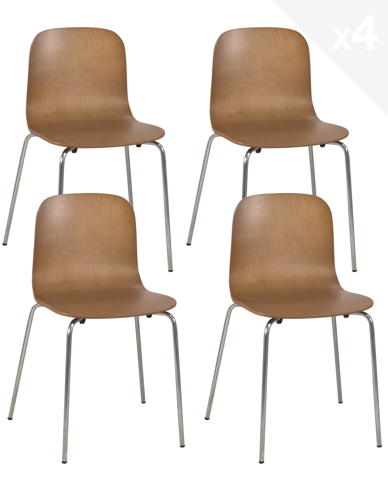 Chaise formica en bois pieds compas Chaise formica en bois pieds compas