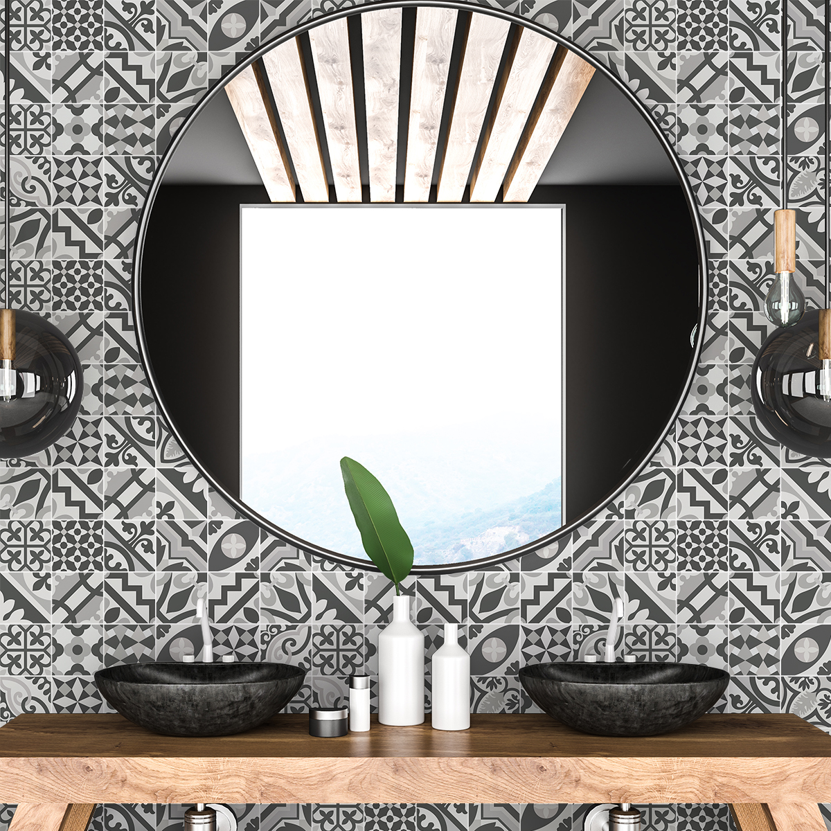 30 vinilos baldosas de cemento azulejos leganes - adhesivo de pared - revestimiento sticker mural decorativo - 30stickers10x10cm