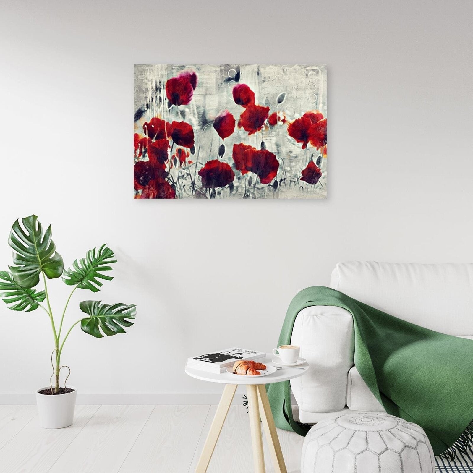 Tableau coquelicots abstraits bois - 120 x 80 cm - 3