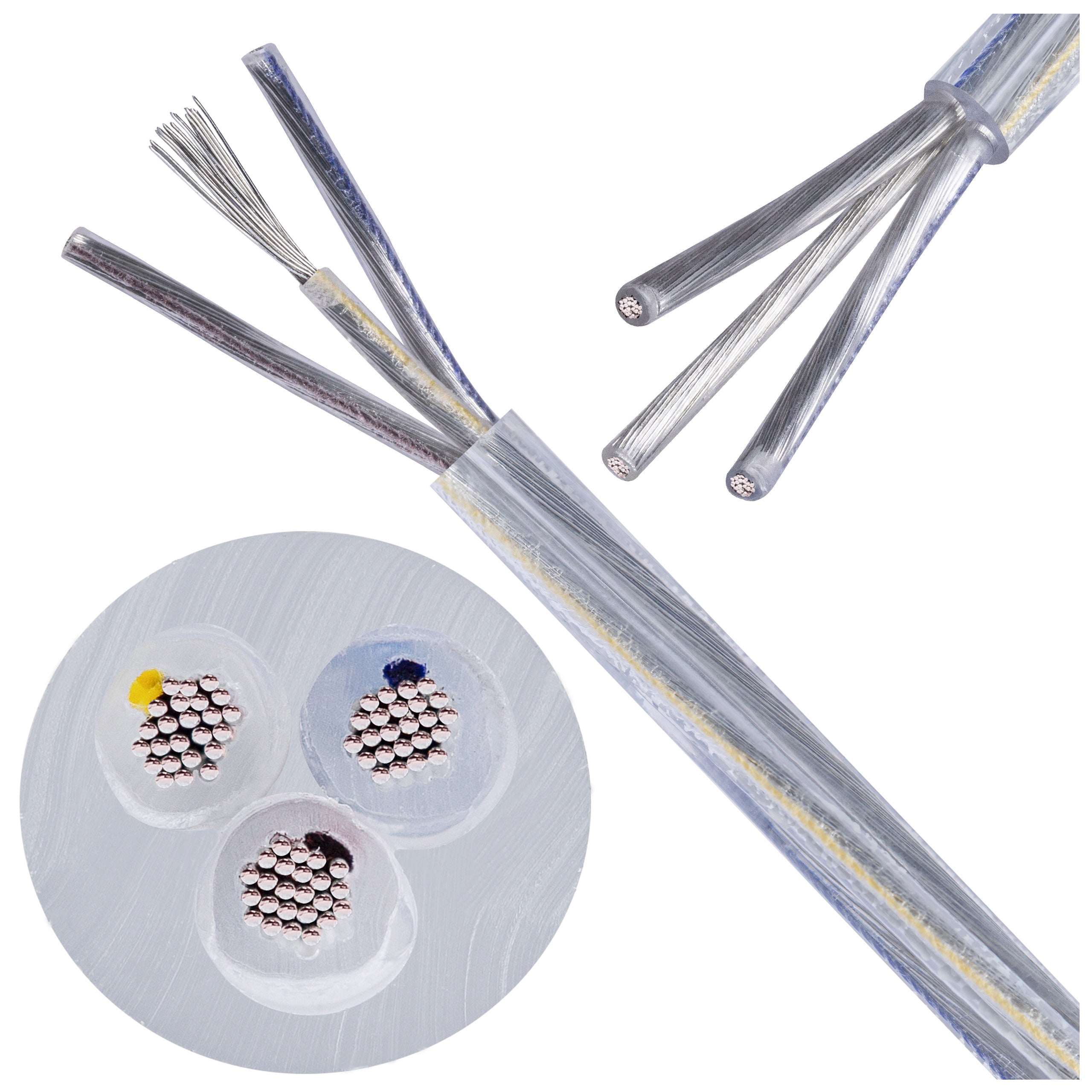 Kabel mieszkaniowy OMY / H03VV-F 3x0,75mm2 transparentny 300/300V giętki linka Alkri 100m