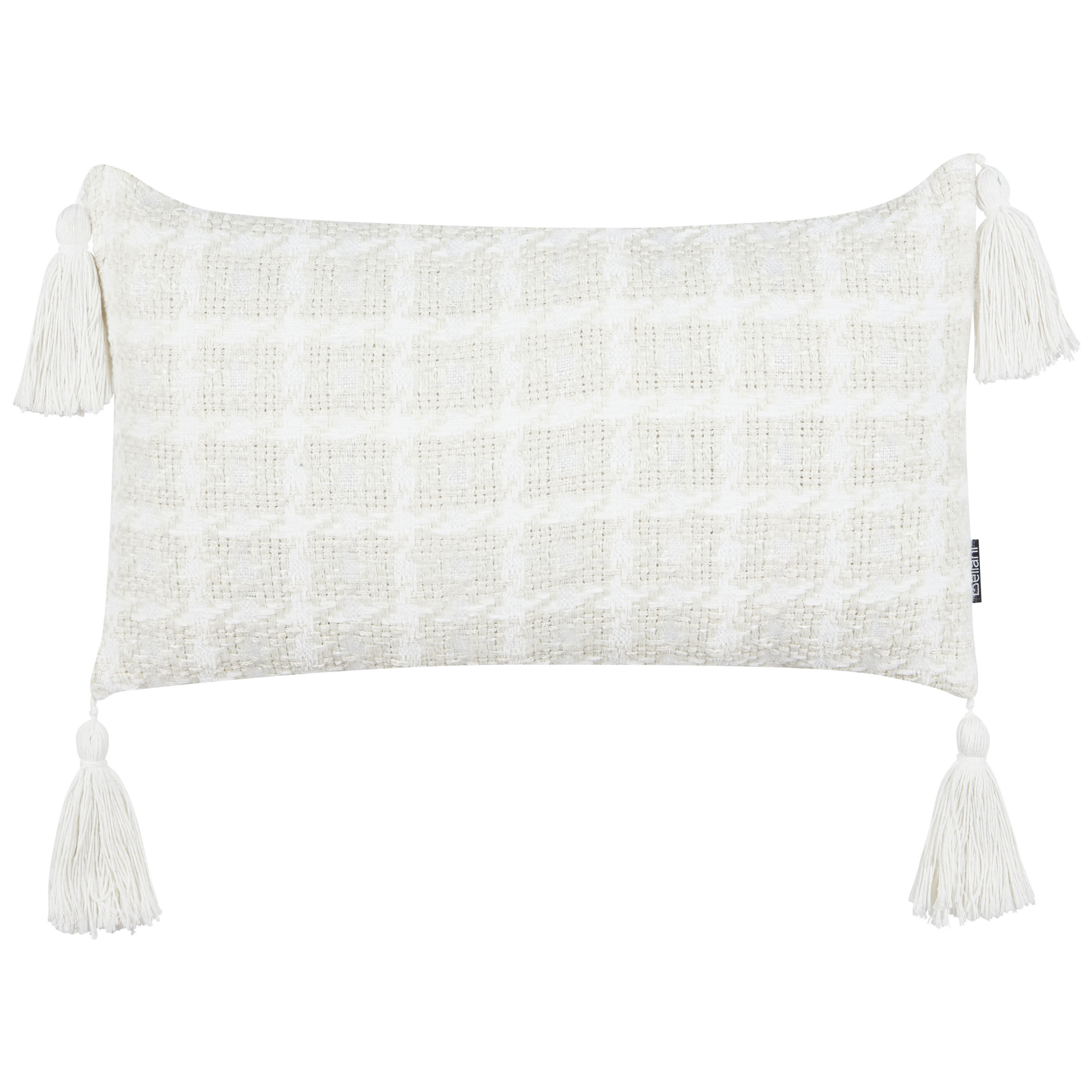 Beliani cojín decorativo douris 30 x 60 cm de cuadros beige claro