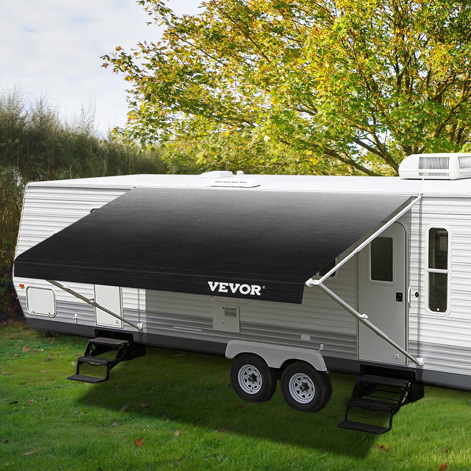 Toldo de caravana VEVOR 5,24 x 2,4 m,lona acampamento ao ar livre cor gradiente carvão,tecido substituição de vinil 425g para toldo de autocaravana - 8