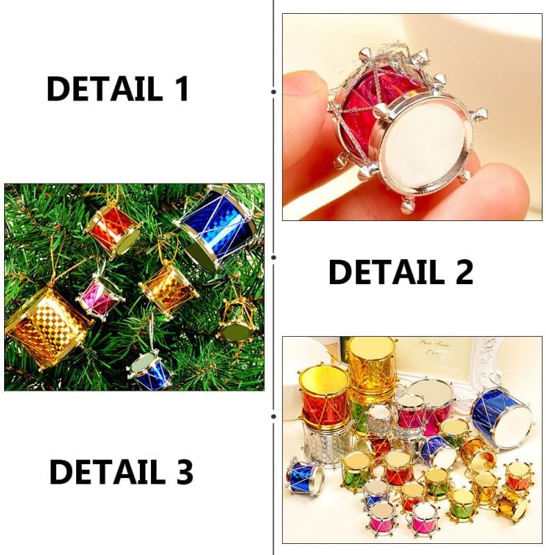 Mini tambours de Noël (30 pièces) - Décorations de Noël - Accessoires de décoration de fête - 5
