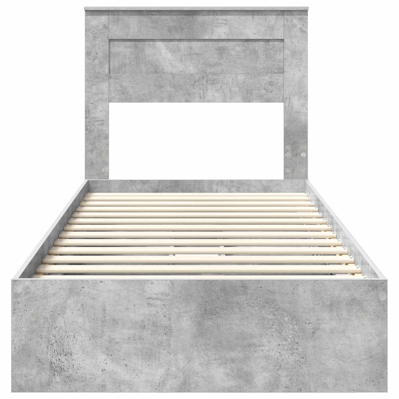 Lit avec rangement en panneau de bois gris béton pour la chambre, 90 × 190 cm - 8