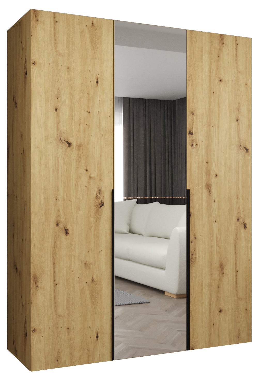 Szafa uchylna otwierana Alicante 2 150 x 52 x 202 cm artisan + u. czarny Abiks Meble